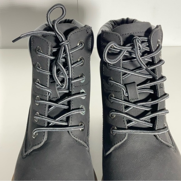 Bruno Marc Black Lace-Up Ankle Boot with Rubber Sole Padded Ankle Padding Sz 9.5 - Picture 6 of 16